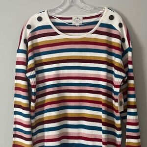 Womens Knit Tunic Sweater Striped Crew Neck Pullover NEW XL